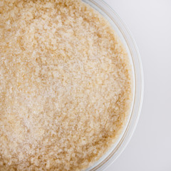 natural animal gelatin on white acrylic background