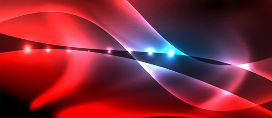 Abstract background. Shiny design neon waves with light effects, techno trendy design. Vector Illustration For Wallpaper, Banner, Background, Card, Book Illustration, landing page