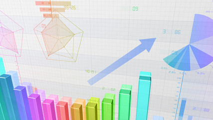 Business Economy Data Graph Chart Bar Growth Success 3D illustration background