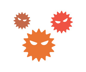 ウイルスのイラスト、アイコン、感染症、花粉、病気、風邪、ばい菌、コロナ