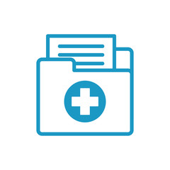 medical cross in folder documents line style