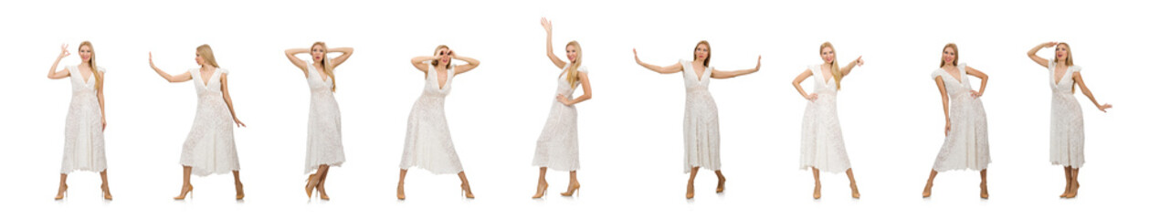 Naklejka premium Woman in dress in fashion dress isolated on white