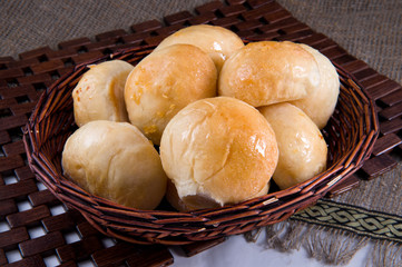 Butter bread in a basket