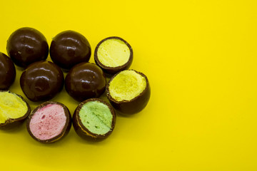 Chocolate balls filled with different flavors