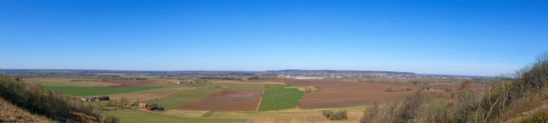 Fototapeta na wymiar Panoramic view of a rural landscape in the spring
