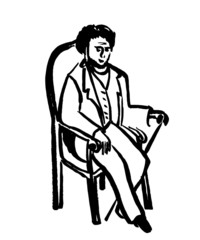 drawing picture of an elderly gentleman sitting in an old-fashioned chair, wearing an old suit, sketch, hand-drawn digital graphic vector illustration