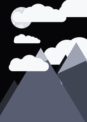 Mountains Panorame Abstract Random Placed Generative Art background illustration