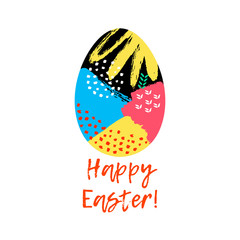 Happy Easter greeting card. Vector illustration with egg. 