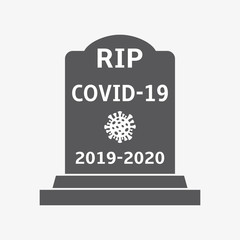 RIP COVID-19. Coronavirus abstract gravestone. Vector illustration.