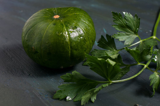 Argentinian's pumpkin and parsley on a table