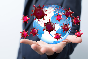 contagious coronavirus pandemic, dangerous virus outbreak 3d.