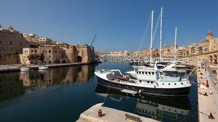Boat in Valletta Harbor in Malta