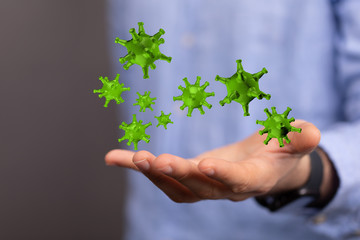 contagious coronavirus pandemic, dangerous virus outbreak 3d.