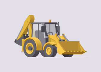 Vector backhoe loader. Isolated tactor excavator. Illustration