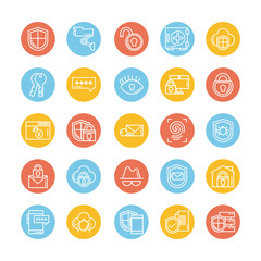 set of icons security, block and flat style icon