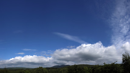Fototapeta premium Hills and blue sky. Summer. Panorama