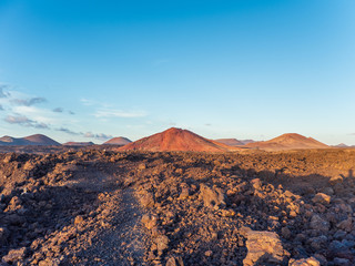 Volcanic landscape of Timanfaya National Park on island Lanzarote..