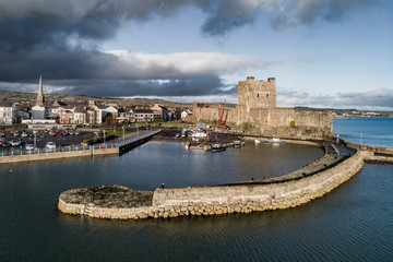 Carrickfergus, Northern Ireland. Castle, harbor and town
