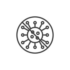 Obraz premium Stop Coronavirus line icon. linear style sign for mobile concept and web design. No virus Infection outline vector icon. Symbol, logo illustration. Vector graphics