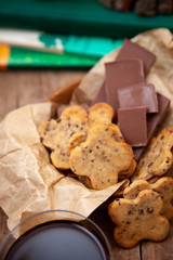 Chocolate Chip Cookies. Homemade cookie in the shape of flowers.