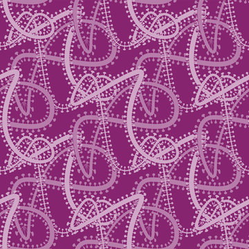 Seamless Neural Network Background In Dark Pink Color . Vector Image