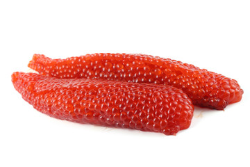 Red caviar isolated on white