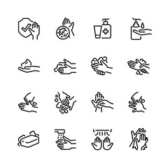 Hygiene thin line icon set 2, vector eps10.