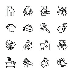 Hygiene related thin icon set 5, vector eps10.