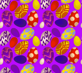 Vector seamless pattern with decorative eggs.Easter holiday. Background colorful template for website, print on fabric, gift wrap and wallpaper