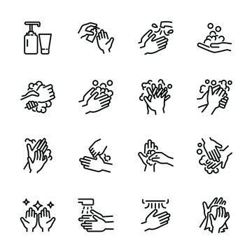 Hygiene related thin icon set 4, vector eps10.