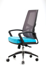 Blue and black office chair isolated on white