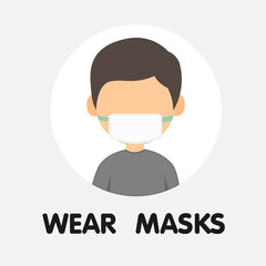 Safety sign, Wear dust mask.Medical mask icon isolated.Safety breathing masks.