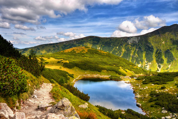 Lake in the mountains scenic summer mountain landscape