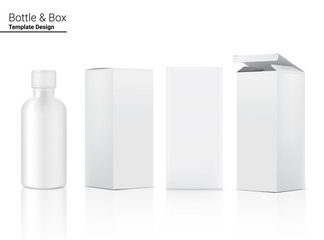 Bottle Mock up Realistic Cosmetic and Box for Skincare Product or medicine on White Background Illustration. Health Care and Medical Concept Design.