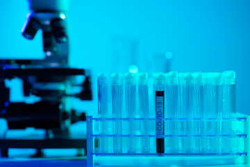 Close-up of scientific laboratory in hospital. Epidemic disease, healthcare, vaccine research and coronavirus 2019-ncov test.