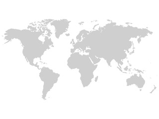 Plakat Gray vector world map, Earth illustration isolated on white background.