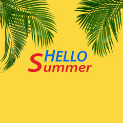 Obraz premium summer frame tropical palm background yellow