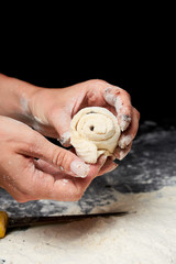 Baker prepares homemade cakes. Professional Female cook