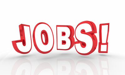 Jobs Word Red Letters Work Now Hiring Apply New Careers 3d Illustration