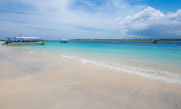 The beach of Gili Travangan in Indonesia