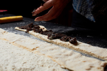 Baker prepares homemade cakes. Professional Female cook