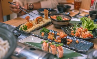Eat Japanese food in restaurant for good healthy.
