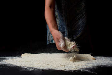 Baker prepares homemade cakes. Professional Female cook