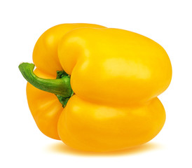Fresh sweet yellow pepper bell isolated on white background with clipping path