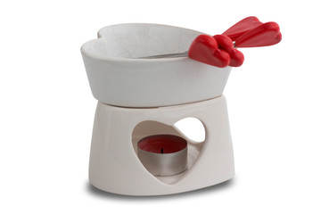 fondue set with heart