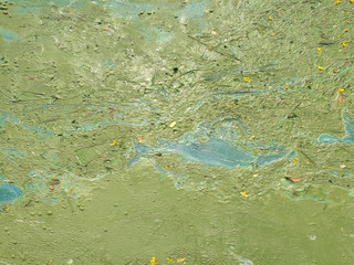 Abstract background. Art of nature, waste water surface. It's look like oil paint fluid of green and blue colour.
