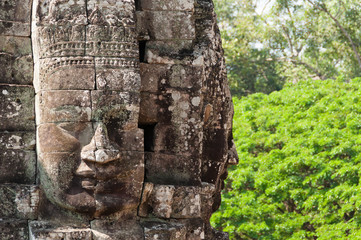 Faces of Bayon Temple in Angkor Thom. Angkor complex in Siem Reap, Cambodia.