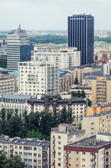 Aerial view in downtown of Warsaw, capital city of Poland