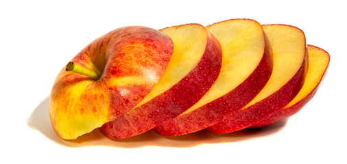 Obraz na płótnie Canvas Sliced red apple isolated on a white background