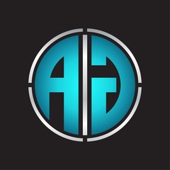 AG Logo initial with circle line cut design template on blue colors